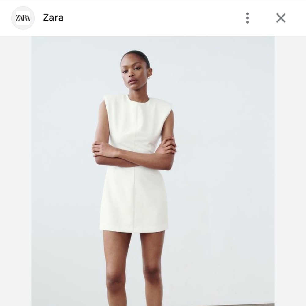 Zara MINI DRESS WITH SHOULDER PADS - Oyster-white